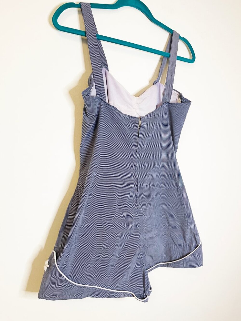 Vintage Ceeb of Miami Blue Romper Jumpsuit Pinup Rockabilly Size 38 - Picture 5 of 11
